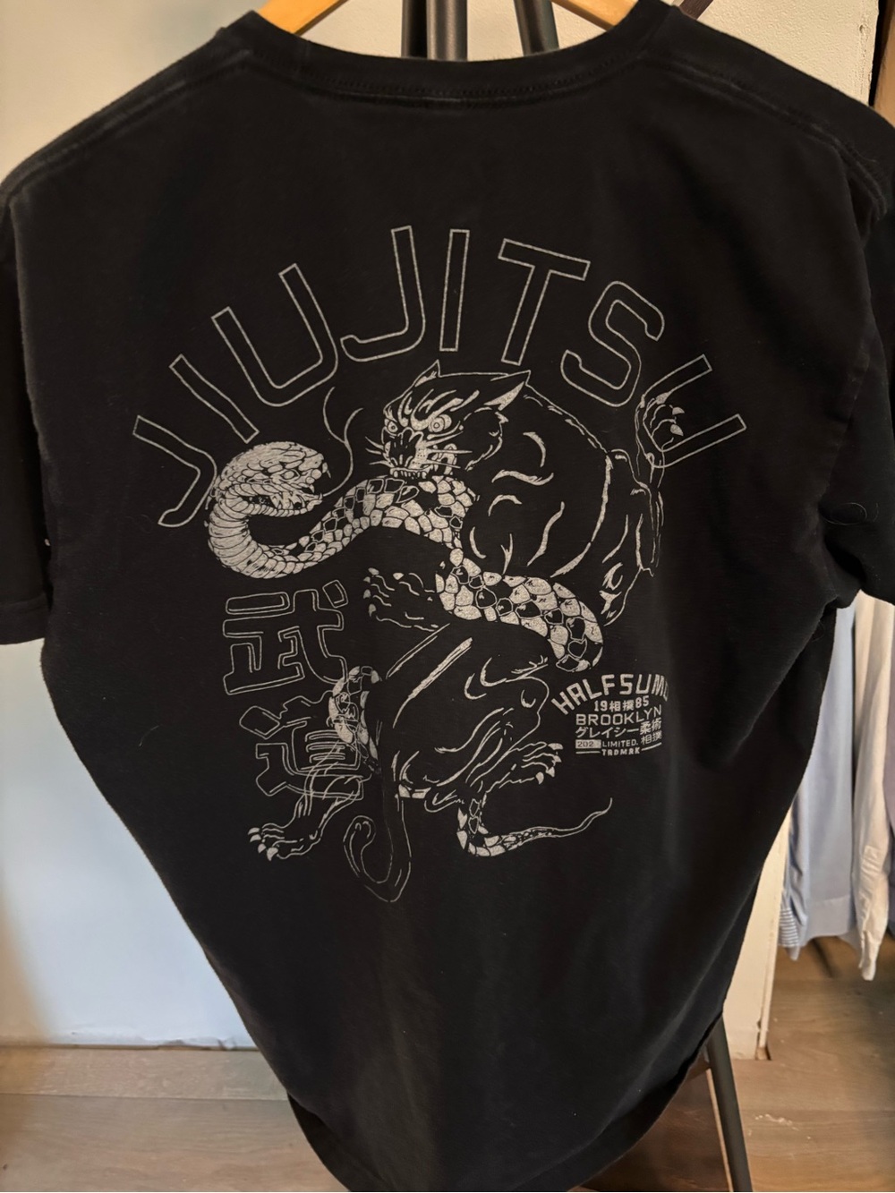 Half Sumo Panther Snake Graphic Tee Black Japanese Streetwear BJJ MMA Size Large